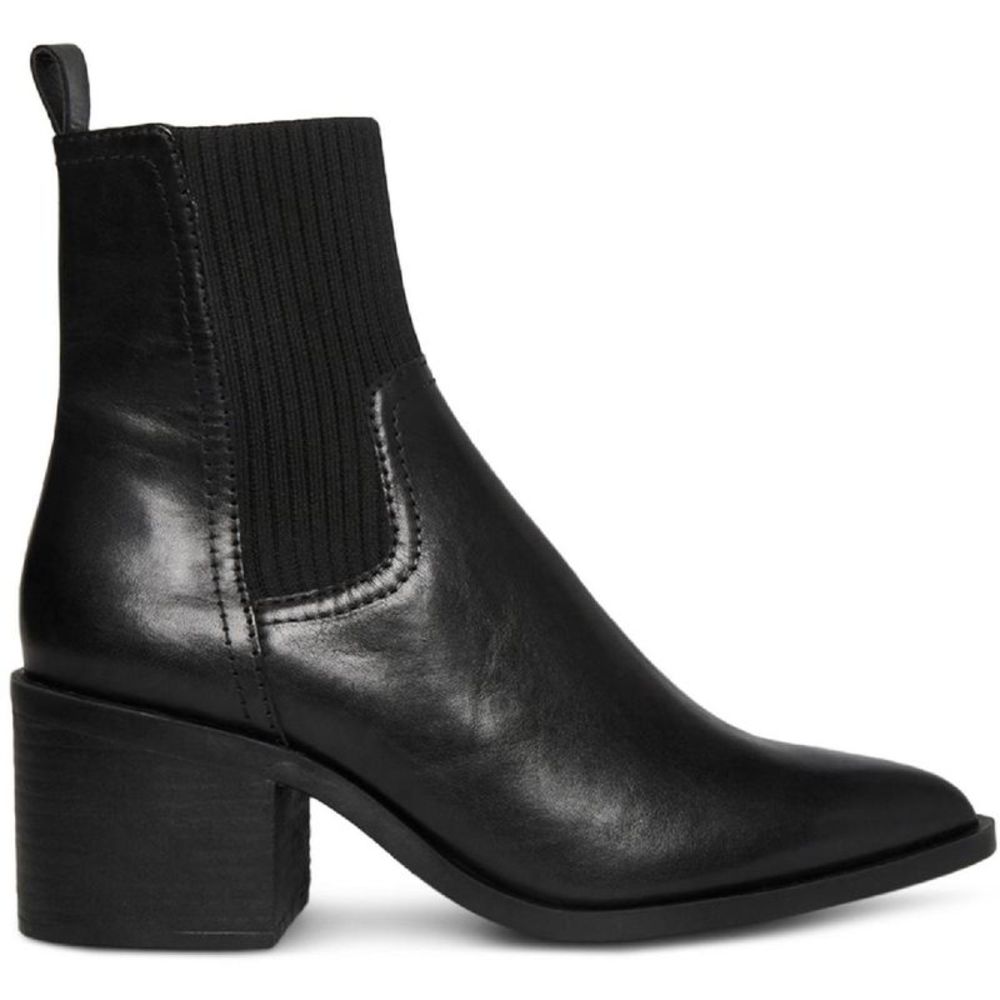 Steve Madden Womens Abriel Black Leather Pointed Toe Ankle Boots Shoes NWT - Picture 2 of 3